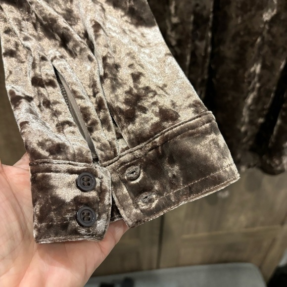 Belle by Kim Gravel 3X Velvet Button Tunic Top Brown Stretch with pockets - Picture 10 of 13